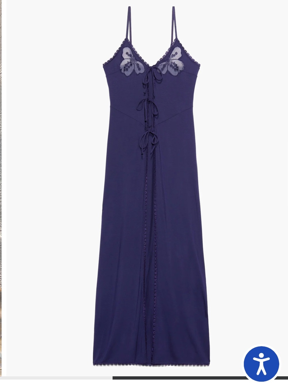Savage X Fenty Navy Blue Lace Accent Slip Dress Small NWOT